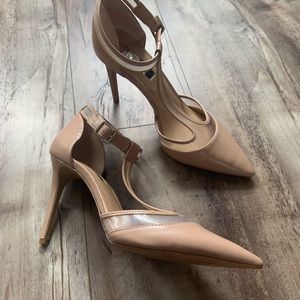 Strappy 4 inch nude heels